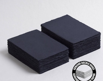 4.1" x 5.8" (A6) 300 gsm, Black Handmade Cotton Deckle Edge Paper // Fine Art Wedding, Invitation Paper, Calligraphy Paper, Cotton Paper