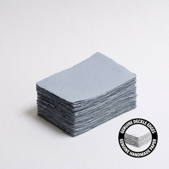 4.1" x 5.8" (A6) 300 gsm, Dusty Blue Handmade Cotton Deckle Edge Paper // Fine Art Wedding, Invitation Paper, Calligraphy Paper