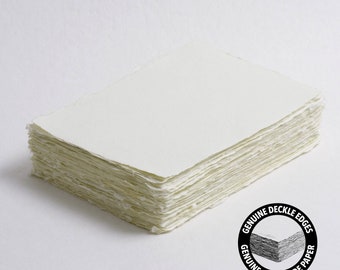 5.7" x 8.2" (A5) 300 gsm, Ivory Handmade Cotton Deckle Edge Paper // Fine Art Wedding, Invitation Paper, Calligraphy Paper, Cotton Paper