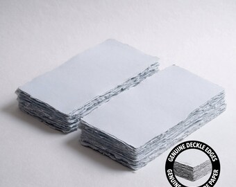 4.3" x 8.7" 300 gsm, Sky Blue Handmade Cotton Deckle Edge Paper // Fine Art Wedding, Invitation Paper, Calligraphy Paper, Handmade Paper