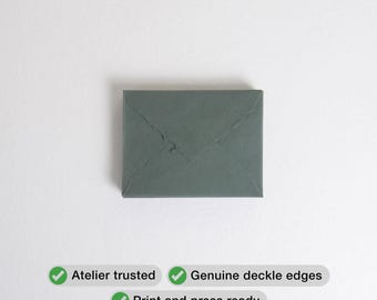 4.5" x 6.4" (C6), Dark Green Handmade Cotton Deckle Edge Envelopes // Invitation Envelopes, Fine Art Wedding, Wedding Envelopes