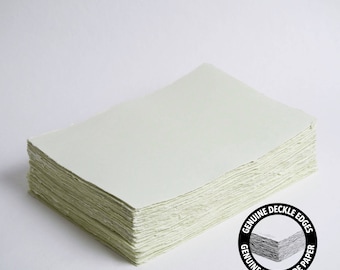 Papel de algodón hecho a mano de 21 x 29,7 cm (A4), 200 g/m², color verde salvia, con bordes irregulares // Papel para bodas, invitaciones y caligrafía de alta calidad.