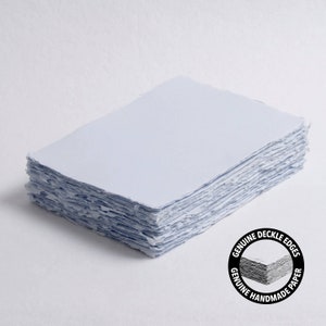 5,8" x 8,3" (A5) 300 g/m2, papel Deckle Edge azul celeste // papel de algodão, papel para convite, casamento de belas artes, papel para caligrafia, papel para jato de tinta