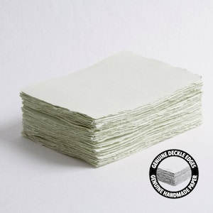 5 "x 7" 300 gsm, papel de borda verde sálvia // papel de algodão, papel de convite, casamento de belas artes, papel de caligrafia, papel de borda deckled