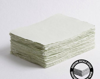 5&quot; x 7&quot; 300 gsm, Sage Green Deckle Edge Paper // Cotton Paper, Invitation Paper, Fine Art Wedding, Calligraphy Paper, Deckled Edge Paper