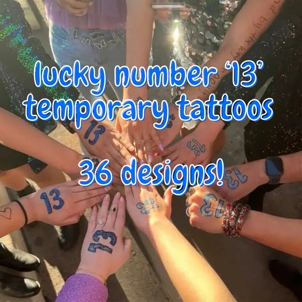 Lucky Number 13 Temporary Tattoo (1 Piece) Taylor Musician Inspired Merchandise - Concert Tour Costume Dress Up