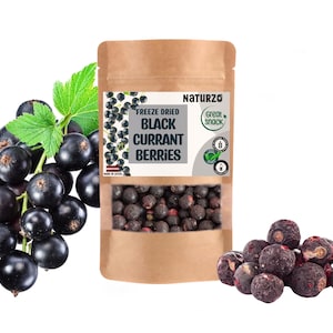 Freeze dried Blackcurrants with no additives for snacks, natural cake decoration, smoothies granola or muesli, camping, kids, kombucha