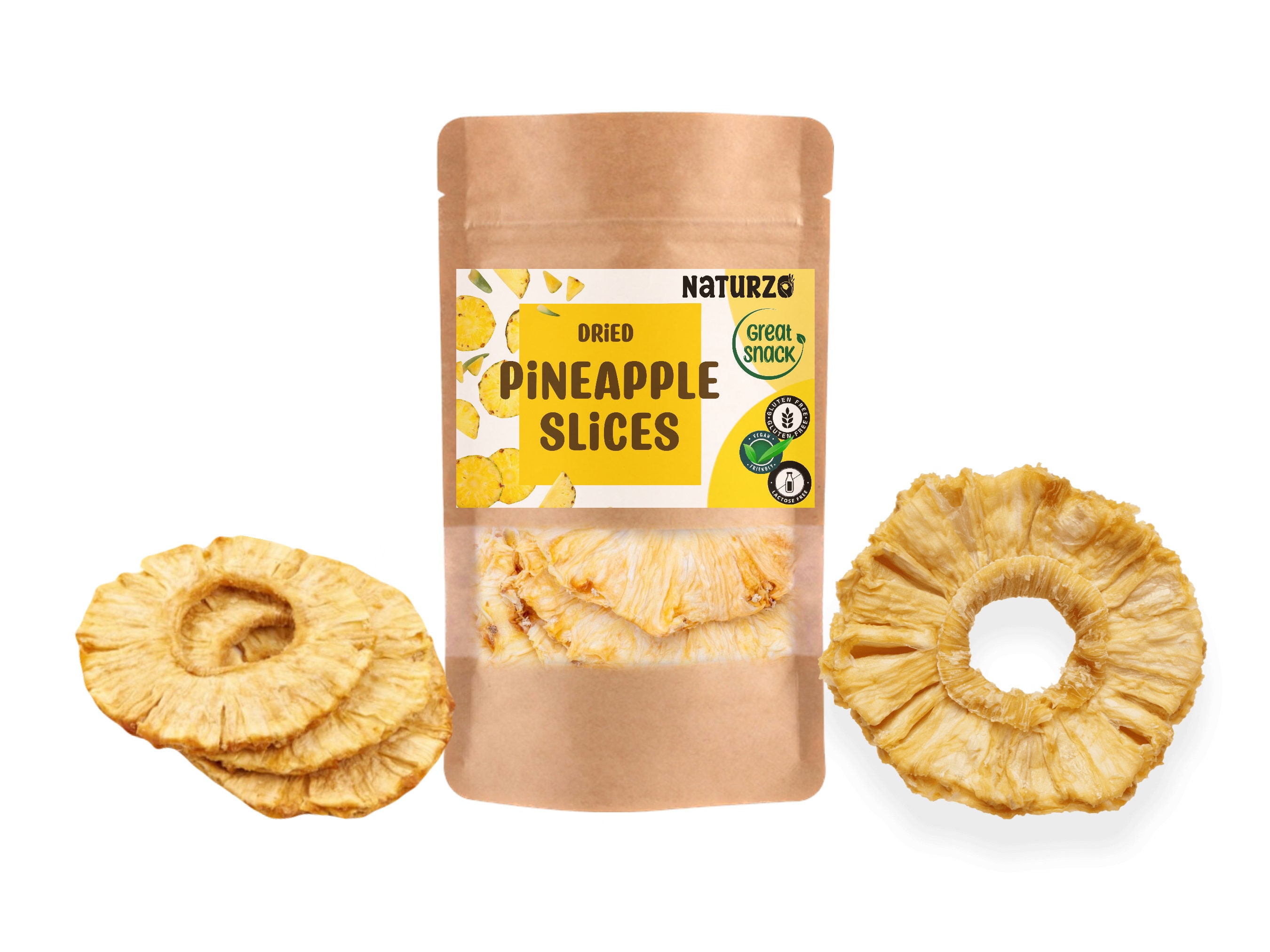 Natural Dried Pineapple slices without additives, preservatives or added sugar Ananas edible vegan non-GMO plant based decor flower rings