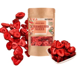 Freeze dried Strawberries with no additives for snacks, natural cake decoration, smoothies homemade granola or muesli, camping