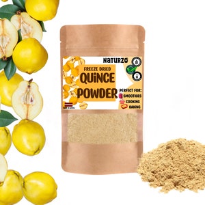 Freeze dried Quince powder without additives, preservatives or added sugar. For smoothies, kombucha, vegan recipes. Natural taste enhancer.