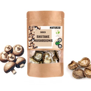Champignons shiitake entiers séchés, déshydratés, sans additifs ni conservateurs. Soupe miso gastronomique déshydratée umami Délicatesse culinaire, naturelle
