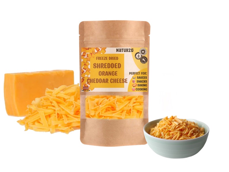 Freeze Dried Shredded Orange Cheddar Cheese Keto Friendly Sugar Free