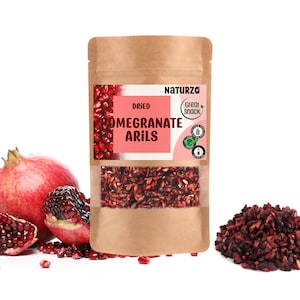 Gedroogde granaatappelzaden zonder toevoegingen, conserveermiddelen of toegevoegde suikers. Gedroogd fruit Anardana-pitten. Premiumkwaliteit. Natuurlijk tussendoortje.