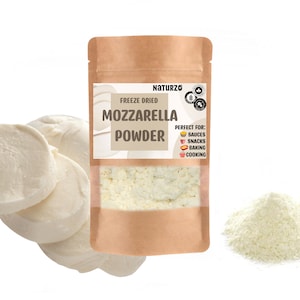 Freeze dried Mozzarella cheese powder made from 100% cheese Gluten free, Keto friendly seasoning for popcorn sauces nacho long shelf life