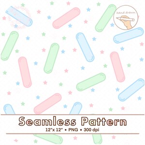 Sprinkles Digital Seamless Repeat Pattern Stars Spring Easter Pastel Pink Green Blue Digital Paper Printable Sublimation Design PNG 300dpi