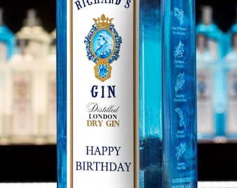 Personalised Bombay Sapphire Gin Label - Custom Sticker | Funny Novelty Gift | Birthday, Celebration, Party, Anniversary, Wedding Surprise