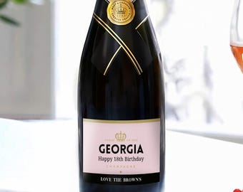 Personalised Prosecco Champagne Moet Wine Label Sticker - Custom Name Birthday, Anniversary Fun Sweet Gift Idea and Funny Novelty Gift Party