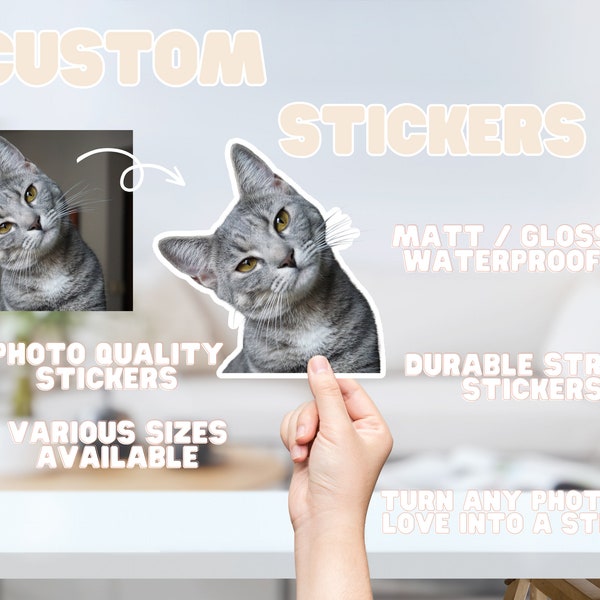 Personalised Custom Photo Stickers, Transform Photos & Pictures to Face Stickers, Ideal for Bottles, laptops, journals, gifts and phones.