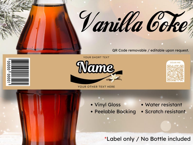 Personalised Coke Cola Bottle Label Sticker | Custom Name Soda Gift ...