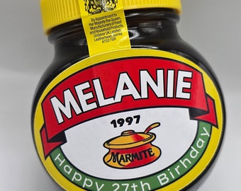 Personalised Customised Marmite Jar Label Sticker  Bottle - Custom Birthday, Christmas, Fun, Sweet Gift Idea and Funny Novelty Gift