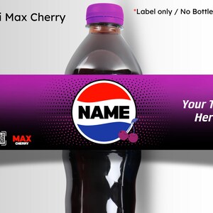 Personalised Pepsi Bottle Label Sticker | Custom Name Soda Gift | Birthday Party Favour Pepsi Max Cherry
