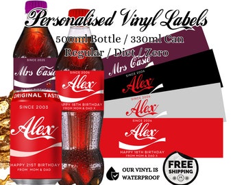 Gepersonaliseerde Coca-Cola Label Sticker Aangepaste Naam Kan Fles voor Gelukkige Verjaardag Bruiloft Kerst Grappig Cadeau voor hem / Haar Feest
