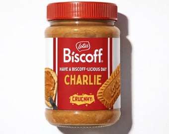 Personalised Biscoff Label Custom Name Biscuit Spread Birthday Gift Party Favours