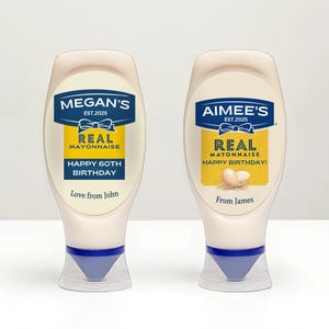 パーソナライズされたラベル Hellmann&#39;s リアルマヨネーズ カスタムステッカー パーティーの記念品 光沢のあるノベルティ 誕生日プレゼント クリスマス マヨ好き向け ソース デカール