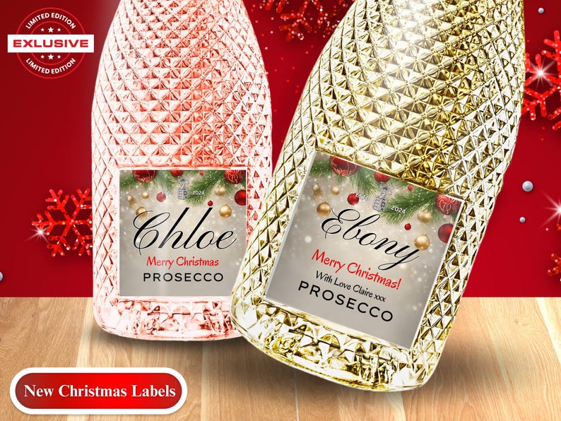 Personalised Prosecco Champagne Wine Label Sticker - Custom Birthday, Christmas, Fun, Sweet Gift Idea and Funny Novelty Gift image 2