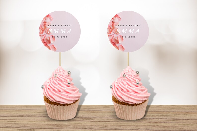 Editable Cupcake Topper Template for Canva Digital Download Etsy