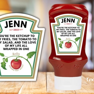 Novelty Custom Tomato Ketchup Label Personalised Sticker Label for Gifts & Events , add any text , fully customised , funny gift ,fun gift image 4