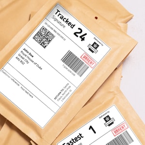 Etiqueta de envío falsa personalizada / Etiqueta de correo / Etiqueta de envío de correo falso para caja de regalo / Etiqueta de correo de regalo de mordaza / Mensaje simulado / Humor novedoso