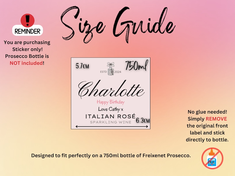 Personalised Prosecco Champagne Wine Label Sticker - Custom Birthday, Christmas, Fun, Sweet Gift Idea and Funny Novelty Gift image 10