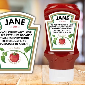 Novelty Custom Tomato Ketchup Label Personalised Sticker Label for Gifts & Events , add any text , fully customised , funny gift ,fun gift image 8