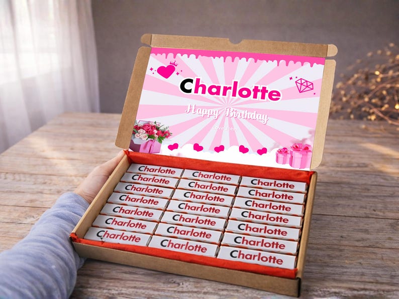 PERSONALISED Chocolate Hamper Present Custom Birthday, Christmas, Fun, Sweet Gift Idea and Funny Novelty Gift, Anniversary gif, Her Design 4