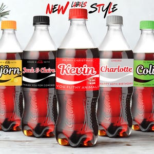 Personalised Inspired Cola Labels Glass Bottle Can Custom Name Stickers Party Favors Wedding Birthday Anniversary Hen Do Stag Do Christmas