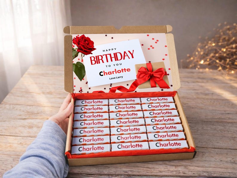 PERSONALISED Chocolate Hamper Present Custom Birthday, Christmas, Fun, Sweet Gift Idea and Funny Novelty Gift, Anniversary gif, Her Design 3