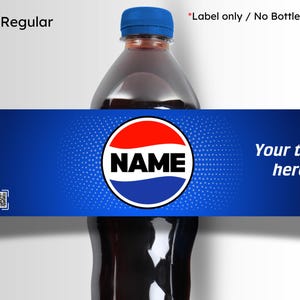 Personalised Pepsi Bottle Label Sticker | Custom Name Soda Gift | Birthday Party Favour Pepsi Regular