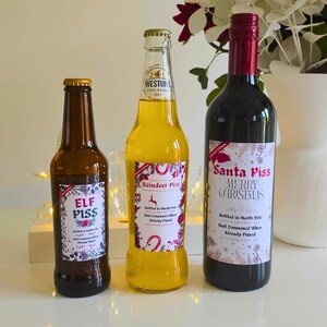 2 X Rendeer Pss, Chrstmas Funny Novelty Wne Bottle Labels, Joke
