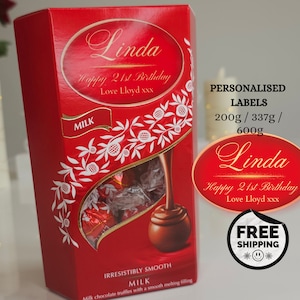 Personalised Lindor Lindt Box Chocolate Label Sticker - Custom Birthday, Christmas, Fun Sweet Gift Idea  and Funny Novelty Gift Secret Santa