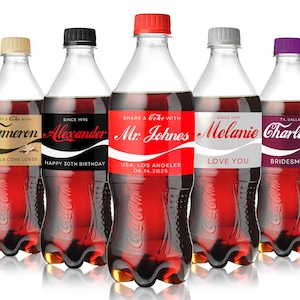 Etichetta adesiva personalizzata ispirata alla Coca-Cola, nome personalizzato, bottiglia di Coca-Cola, lattina, regali divertenti per compleanni, matrimoni, Natale, bomboniere uniche per feste a casa