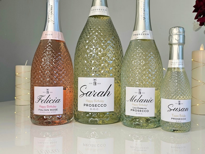 Personalised Prosecco Champagne Wine Label Sticker - Custom Birthday, Christmas, Fun, Sweet Gift Idea and Funny Novelty Gift image 1