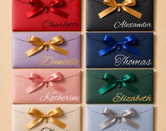 Personalised Gift Voucher Envelope with Satin Ribbon & Custom Name