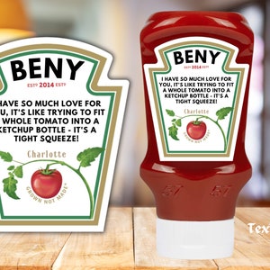 Novelty Custom Tomato Ketchup Label Personalised Sticker Label for Gifts & Events , add any text , fully customised , funny gift ,fun gift image 7