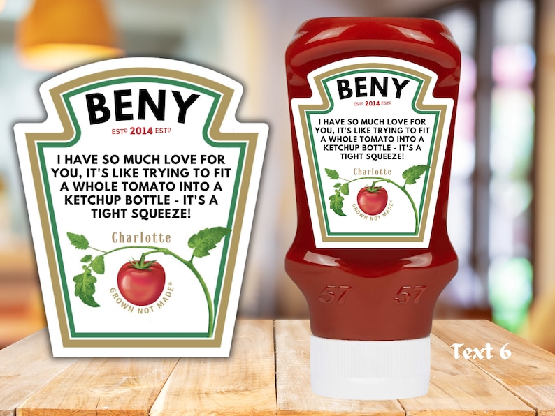 Novelty Custom Tomato Ketchup Label Personalised Sticker Label for Gifts & Events , add any text , fully customised , funny gift ,fun gift image 7