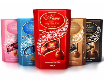Etiqueta adhesiva personalizada para chocolate Lindor Lindt / Nombre personalizado / Regalo de cumpleaños, dulce capricho.