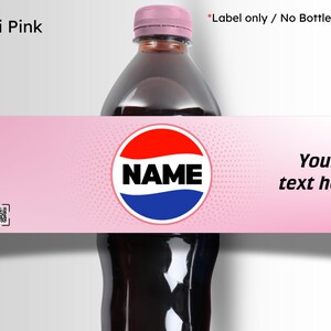 Personalised Pepsi Bottle Label Sticker | Custom Name Soda Gift | Birthday Party Favour Pepsi Pink