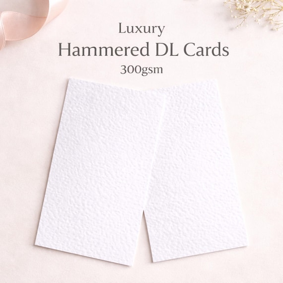 Pack of DL Blank Cards 300gsm Hammered Cardstock – Wedding Invitations, Gift Cards, Business Cards