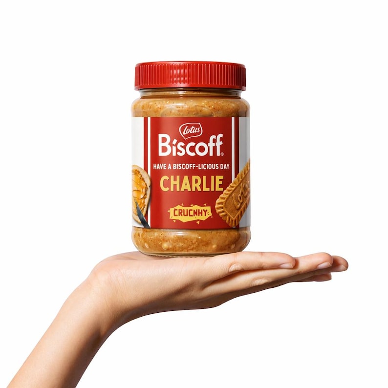 Personalised Biscoff Label Custom Name Biscuit Spread Birthday Gift ...