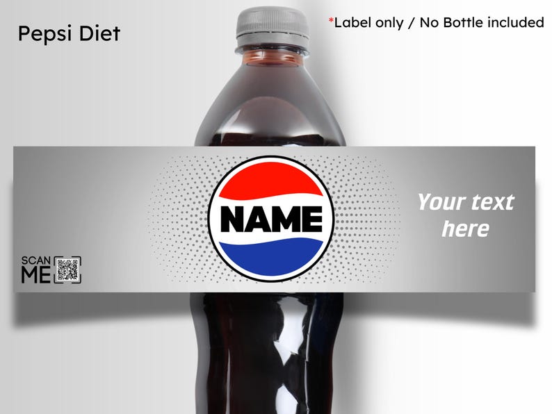 Personalised Pepsi Bottle Label Sticker | Custom Name Soda Gift | Birthday Party Favour Pepsi Diet